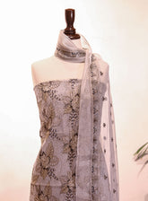 Royal Fashion Embroidered Missouri Net Suits Unstitched 2 Piece - RF25EE 141 SILVER GREY
